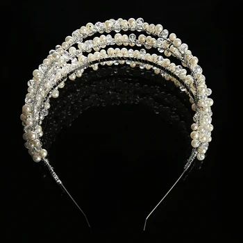 Horúce Luxusný Pearl Crystal Hoop Strieborné Hlavy Hoop Nevesta Headdress Módne Žena Vlasy Ornament Svadobné dámske Šperky