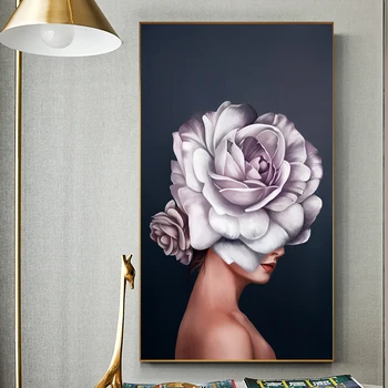 Abstraktné Maľby Rastliny, Kvet Krásy Lady Plagáty A Tlačí Na Steny Umelecké Plátno Na Maľovanie Dievča Pre Obývacia Izba Moderného Domova