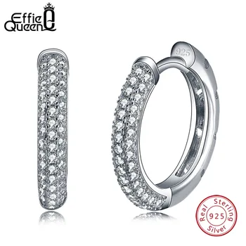 Effie Kráľovná Módy 925 Sterling Silver Ženy Hoop Náušnice Luxusné Riadok Cubic Zirconia S925 Pečiatkou Šperky Pre Dievča, Darček DSE19