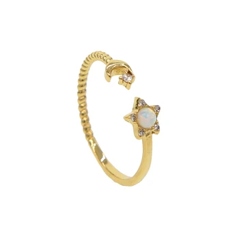 Podpora Zlata plné mosadze vysoko kvalitné šperky veľkoobchod Moon star dizajn Opal cz Zlatá farba elegancie roztomilý krúžok pre dievča ženy