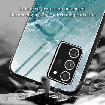 Mramor Telefón puzdro pre Samsung Galaxy Note 20 Ultra Kryt Morských Vĺn Tvrdeného Skla Mäkké TPU Kryt pre Samsung Poznámku 20 Ultra 5G