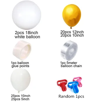 83pcs Domova Narodeninové Balóny Garland Oblúky Auta Svadobné Biele Zlato Latexové Balóny, Dekorácie Baby Sprcha Krst Strany