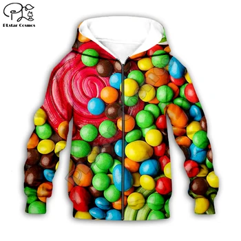 Farebné 3d Deti deti Hoodies potravín rainbow candy tlač, t košele tees zips s Kapucňou detské dievča chlapčenské odevy rodiny nastaviť nohavice