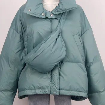 Nový štýl taška nadol bunda ženy krátke hrubé kórejská verzia voľné módne stand-up golier malé chlieb bunda teplá bunda trendy