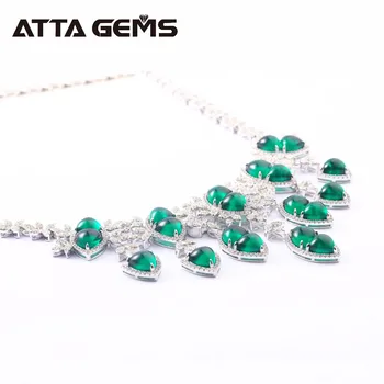 Cabochon Emerald Šterlingov Strieborné Prívesky pre Ženy, Luxusné Štýl 40 Karát Vytvorené Emerald Sterling Silver Jewelrys