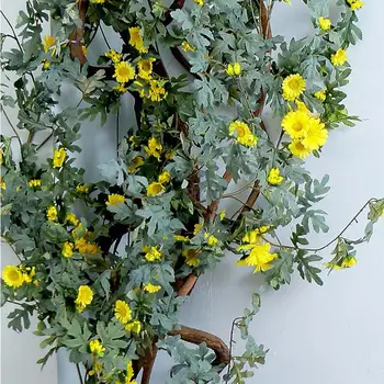 1,75 m Hodvábnej látky Simulácia Umelé Marguerite Kvet Ivy Rastlín Viniča Dekorácie Pozadí Domáce Dekorácie