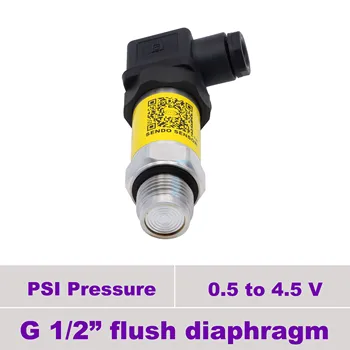 0.5 4.5 v flush mount tlak vysielač, 5 vdc dodanie, psi meradlo tlaku, 300, 500, 2000, 5000 psi, AISI 316L navlhčené časti