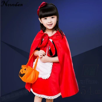 Little Red Riding Hood Kostým Pre Dievčatá, Deti, Deti Fantasia Halloween Party Cosplay Maškarný+Plášť Cosplay Kostým