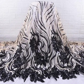 Zhenguiru Afriky Čipky Textílie Vyšívať Nigérijský Sequin Čipky Tkaniny Vysokej Kvality Francúzskej Čipky A Tylu Textílie Pre Ženy Strany A1737