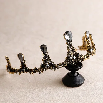 Nové bronzové black crystal koruny drahokamu tiara Svadobné headdress vlasy, šperky
