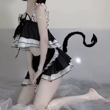 Sexy Anime Cosplay Mačka Slúžka Kostýmy Ženy Lady Jednotný súbor Králik Dievča Babydoll Role-playing Oblečenie