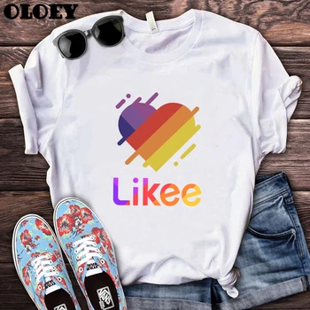 Móda Likee App T shirt Ženy Estetické LGBT Mačka Srdce Likee T-shirt Letná Dúha Grafické tričko Ženské Tričká Topy Streetwear