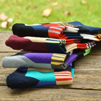 6 Párov Mužov Ponožky Pohodlné Nové Bavlna Kórejský Bežné Bavlnené Ponožky Farby Mriežky Bavlna Módne Klasický Kockovaný Tvarovanie Ponožky Muž