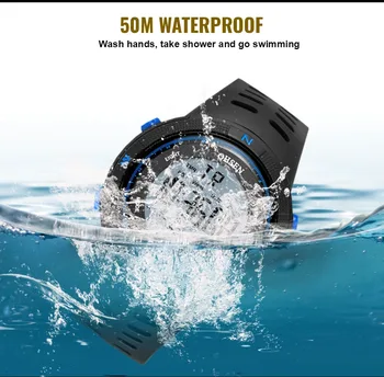 Digitálny Led Mužov Sport Sledujte reloj hombre Black 50M Potápanie Silikónový náramok mužov vojenské elektronické náramkové hodinky muž hodiny