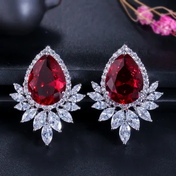 Rainbamabom 925Solid Mincový Striebro Ruby, Sapphire Vytvorené Moissanite Diamantov, drahých kameňov, Svadobné Náušnice Zapojenie Jemné Šperky