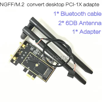 Pci-e slot karty PCI Express 1x Adaptér Ploche Prevodník s 2*6dbi TV Anténa pre Intel 9260NGW 8260 7260 PCIe NGFF M. 2 Wi-Fi Bluetooth