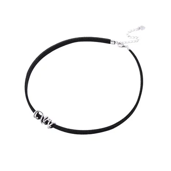 Móda čierny kábel s925 mincový striebro choker náhrdelník pre ženy Punk štýl Striebro chokers šperky pre dievčatá