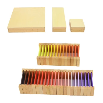 Montessori Senzorické Materiál Vzdelávania Farba Tablet Box 1/2/3 Dreva Predškolského Hračka