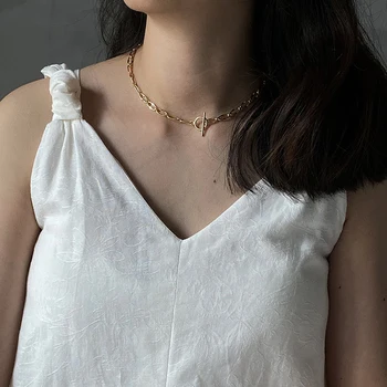 Peri'sbox Hrubé Reťaze Prepnúť Spona Zlaté Náhrdelníky Kontinuálne Prepojenie 925 Sterling Silver Náhrdelníky pre Ženy, Ručne vyrábané Šperky v roku 2019