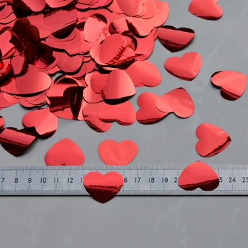 Červené Srdce Konfety 200 g za veľa 30 mm Kovový Lesk Fólie Konfety Srdce Flitrami pre Diy Svadobné Balóny Festival Strany Deco