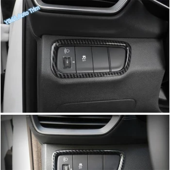 Lapetus Auto Styling Predné Svetlomety Lampa Prepnúť Tlačidlo Rám, Kryt Trim 1 Ks Vhodné Na Hyundai Santa Fe 2019 Uhlíkových Vlákien Vzhľad