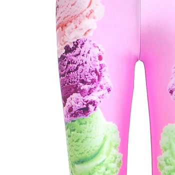LEIMOLIS 3D vytlačené fitness push up cvičenie legíny ženy ružová Ice cream plus veľkosť Vysoký Pás punk rock nohavice
