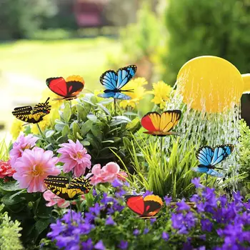 25Pcs Farebné 3D Dvojvrstvové Motýľ Na Palice domáci Dvore Trávnik Kvetináč Rastlín Dekorácie, Záhradný Ornament DIY Trávnik Plavidlá