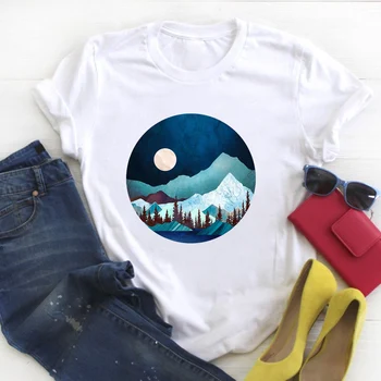 Ženy Horský Les Camping Tlač Krátky Rukáv Dámske Letné T Čaj Ženský Top, Tričko Oblečenie Dámske Tričko Grafické T-shirt