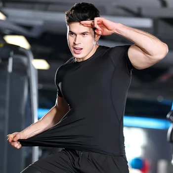 2020 Nové Mužov Úsek Krátky Rukáv Beží T-shirt Kompresie Rýchle Suchých Dresov Muž Gym Fitness Jogging Top Tee Prispôsobiť LOGO