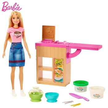 Originálne Bábiky Barbie Noodle Bar Playset Hračky pre Dievčatá, Deti Móda Bonecas Krásna Princezná Hračky Narodeninám make-up