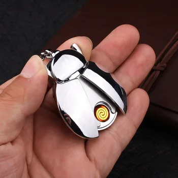 Kovové Chrobák Keychain Elektrický Zapaľovač USB Nabíjateľné Roztomilý Tvorivej Pohode Ľahšie Mužov Gife Dropship Dodávateľov Gadgets Pre Mužov