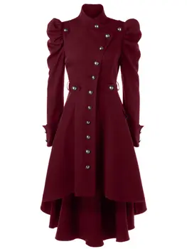 Ženy Steampunk Gotický Zimné Kabáty Dlhý Rukáv Bunda s klobúk Cosplay Kostým Čierny Plášť Stredovekých Šľachtických Súd Princezná Outwear