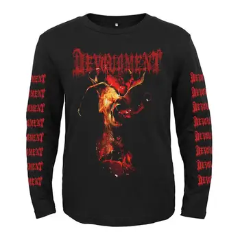 4 vzory Rocková kapela Devourment Punk rocker muži ženy plné dlhé rukávy tričko heavy death metal čierny čaj fitness démon