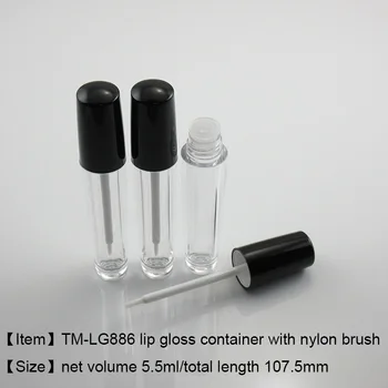 TM-LG886 klasický štýl lesk na pery kontajner s nylonovou kefou aplikátor 5.5 ml prázdne lesk na pery fľaše so vlasy kefou 250pcs/veľa