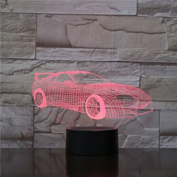 NOVÝ Závod Športové Auto 3D Lampa RGB Nočné Svetlo LED Žiarovka Multicolor Dovolenku Vianočné Darčeky Pre Deti Dotyk Seňor USB Batéria