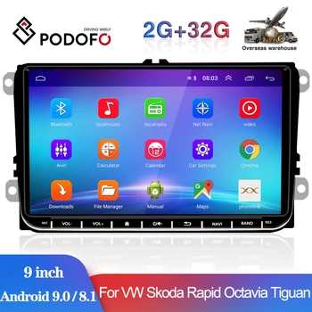Podofo 2Din Android 8.1 autorádia GPS Car Multimedia Player Pre VW, Volkswagen Golf, Polo, Škoda Rapid Octavia Tiguan Passat b7