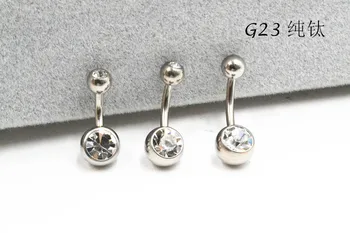 Lot50PCS Telo Šperky-G23 Titán Crystal Pupok Brucho Tlačidlo Pupka Piercing 14G Pupka Piercing Šperkov