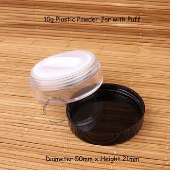 50pcs/Veľa Prázdnych 10g Plastové Prášok Jar s Black Spp Malé 10 ml Kozmetická Kontajner s Lístkového Naplniteľné Fľaše Mini Krém Jar