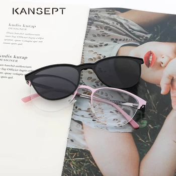 KANSEPT Ženy Kovový Klip Na Okuliare Magnet slnečné Okuliare Ženy Polarizované Optické Predpis Predstavenie Rám Ružovej Farby DP33105