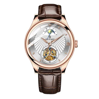 Senors hodinky Automatické Mechanické Hodinky Mužov Luxusné Kožené Náramkové Hodinky Módne Náramkové hodinky Tourbillon SN169