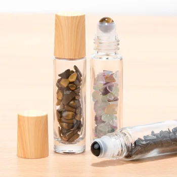 10 ML Prírodné Semiprecious Kameň Parfum Valca Loptu Fľaše Transparentné Poleva DIY Kozmetiky Rozdeliť Plnenie Fľaše DW