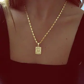 Značka Vintage Kovové Počiatočné Písmeno chokers náhrdelníky pre ženy Zlato 26 písmen prívesok náhrdelník ručné reťaze náhrdelník