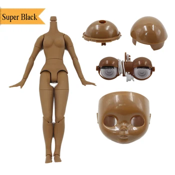 Blyth bábika Super Čiernej pleti Príslušenstvo telo,pokožku hlavy,dome,modularitou,oči mechanizmus oblek na 1/6 bábika