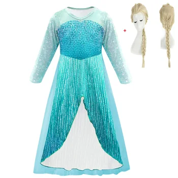 2019 Nové Elsa šaty dievča princezná šaty cosplay kostým snehová kráľovná šaty, detské oblečenie pre deti