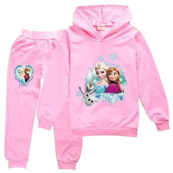 Disney Princezná Elsa Móda Jeseň Oblečenie Batoľa Dievčatá Bavlna Roztomilé Dievčatá, Topy a Nohavice 2ks Mrazené Deti Oblečenie Sady