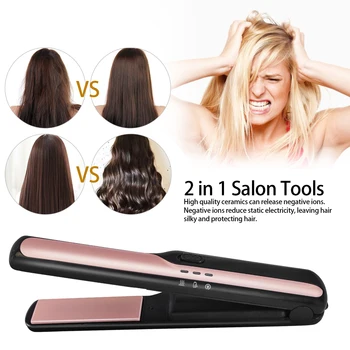 Bezdrôtový Prenosný Salon USB Nabíjateľné Hair Straightener & Kučery 2 v 1 Ploché Žehličky na Vlasy Styling Nástroj