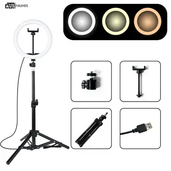 LED Prsteň Svetla 10 palcový Stmievateľné Selfie Krúžok Lampa s 50 cm Statív Držiaka Telefónu, USB Konektor Fotografie Osvetlenie pre Youtube, make-up