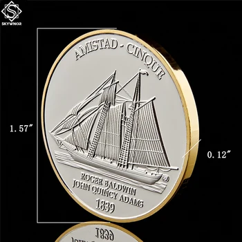5 KS 1839 USA Výzvou Mince Americkej Občianskej Vojny Loď Amistad Cinque Gold & Silver USA Replika Mince Zberateľské predmety