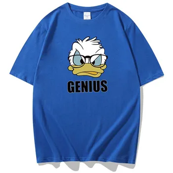 Disney Elegantný Módy Donald Duck Cartoon List Tlač Páry Unisex Ženy T-Shirt Krátkym Rukávom O-Krku Pulóver Tee Topy 10 Farba