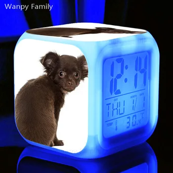 Veľmi Roztomilý pes Husky, budíky LED 7 Farieb Flash Elektronický Digitálny Budík Pre Deti izba Nočné Svetlo Hodiny, Hodinky